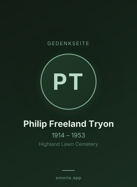 Gedenkportrait von Philip Freeland Tryon