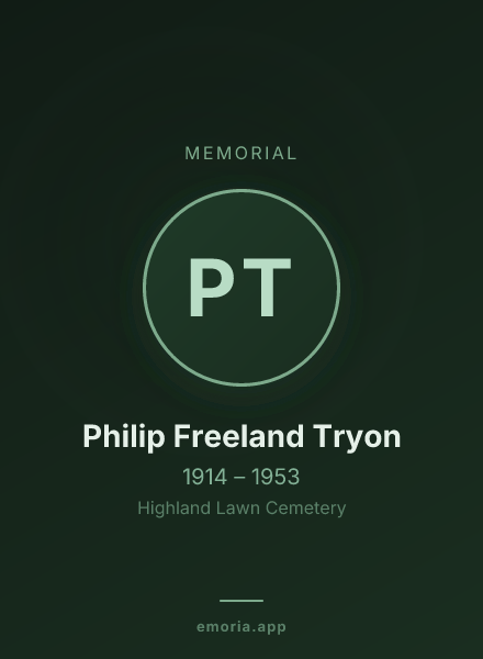 Memorial portrait of Philip Freeland Tryon