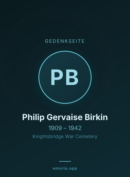 Gedenkportrait von Philip Gervaise Birkin