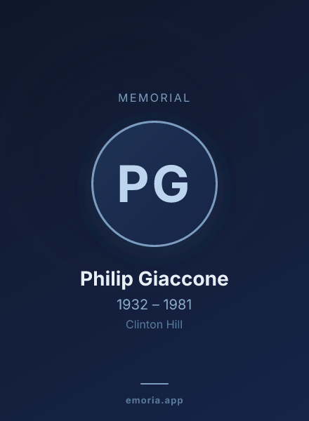 Memorial portrait of Philip Giaccone