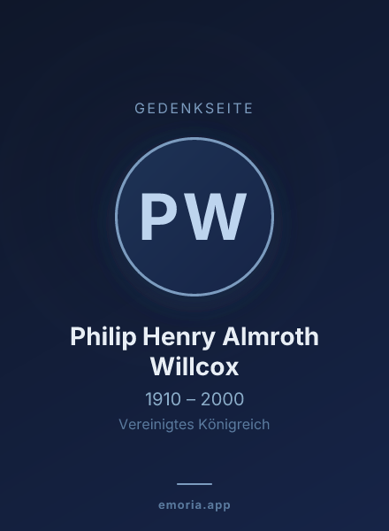 Gedenkportrait von Philip Henry Almroth Willcox