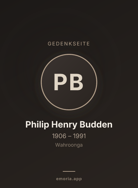 Gedenkportrait von Philip Henry Budden
