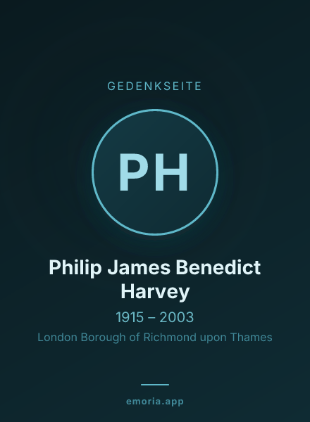 Gedenkportrait von Philip James Benedict Harvey