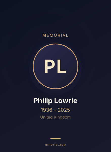 Memorial portrait of Philip Lowrie