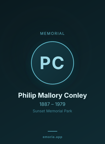 Memorial portrait of Philip Mallory Conley