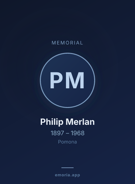 Memorial portrait of Philip Merlan