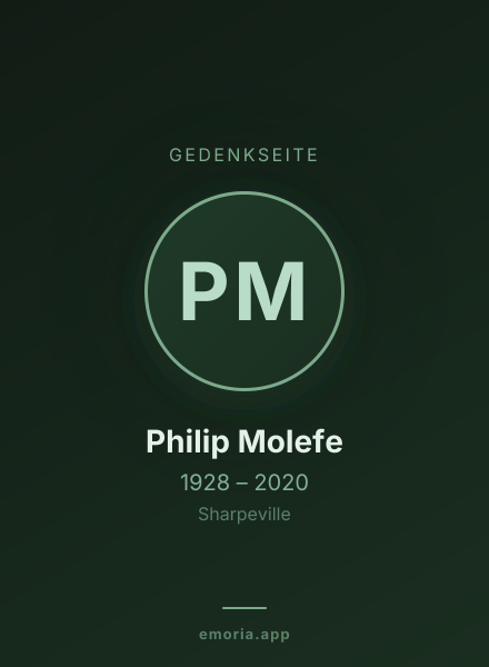 Gedenkportrait von Philip Molefe