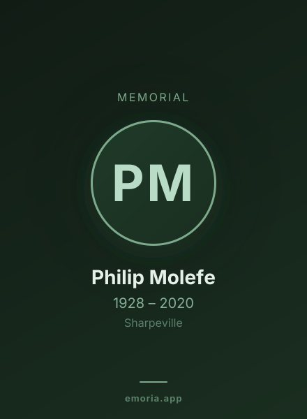 Memorial portrait of Philip Molefe