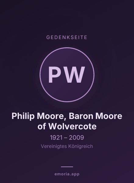 Gedenkportrait von Philip Moore, Baron Moore of Wolvercote