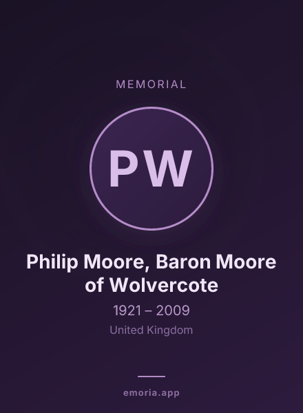 Memorial portrait of Philip Moore, Baron Moore of Wolvercote