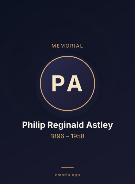 Memorial portrait of Philip Reginald Astley