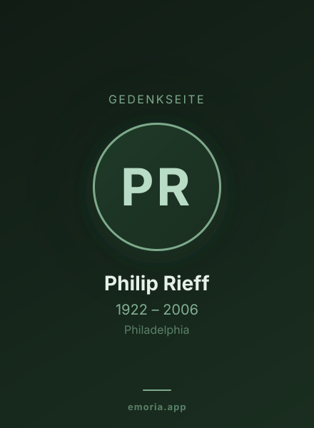 Gedenkportrait von Philip Rieff