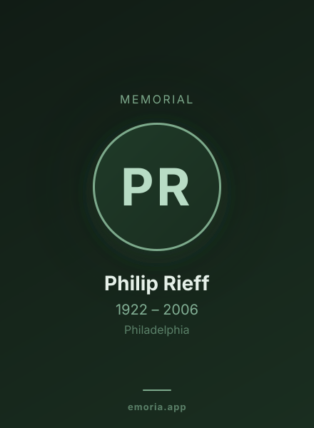 Memorial portrait of Philip Rieff
