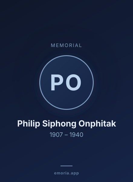 Memorial portrait of Philip Siphong Onphitak
