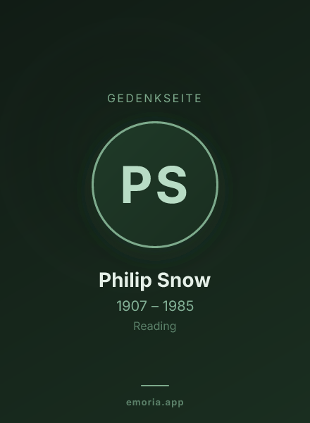 Gedenkportrait von Philip Snow