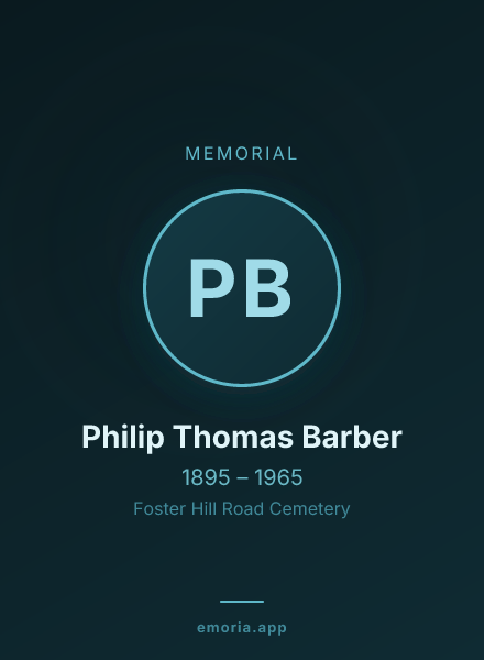 Memorial portrait of Philip Thomas Barber