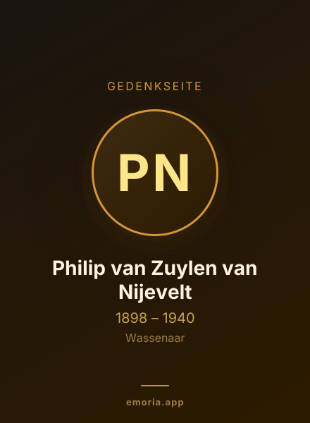 Gedenkportrait von Philip van Zuylen van Nijevelt