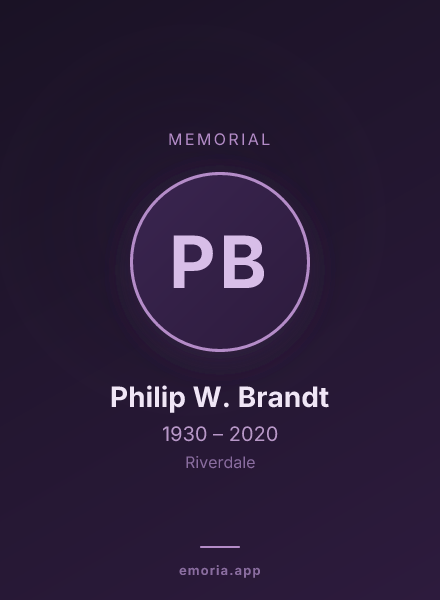 Memorial portrait of Philip W. Brandt