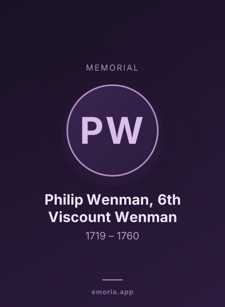 Memorial portrait of Philip Wenman, 6th Viscount Wenman