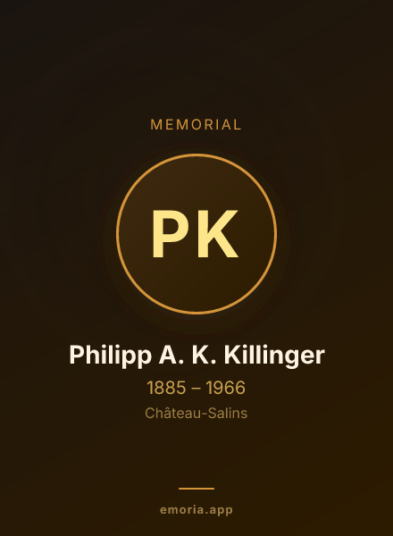 Memorial portrait of Philipp A. K. Killinger