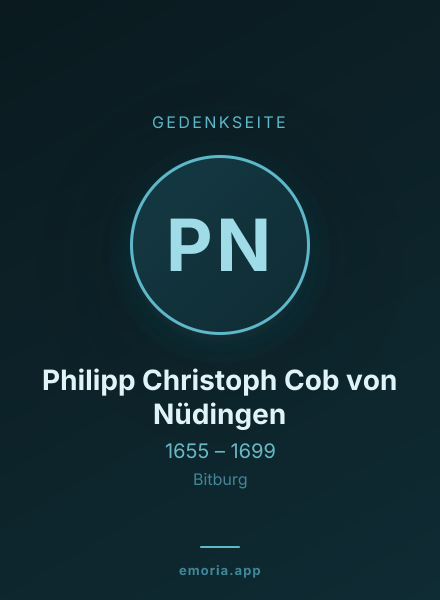 Gedenkportrait von Philipp Christoph Cob von Nüdingen