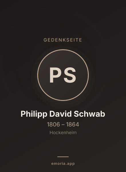 Gedenkportrait von Philipp David Schwab