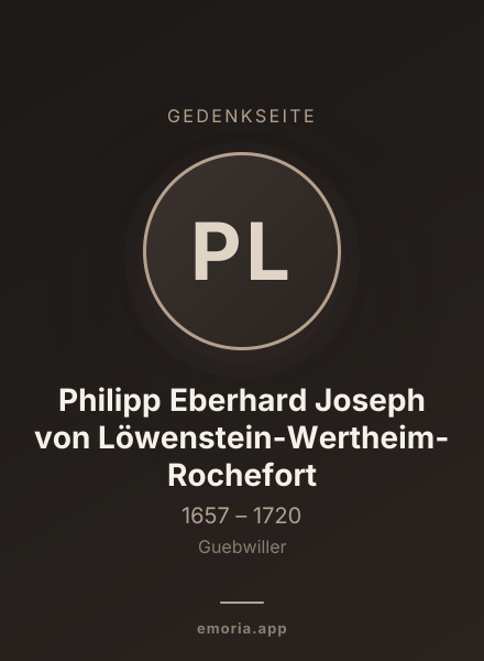 Gedenkportrait von Philipp Eberhard Joseph von Löwenstein-Wertheim-Rochefort