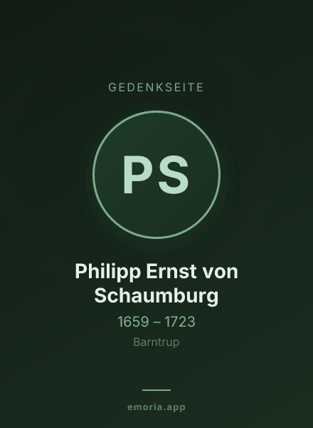 Gedenkportrait von Philipp Ernst von Schaumburg