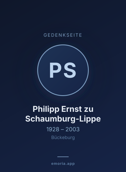Gedenkportrait von Philipp Ernst zu Schaumburg-Lippe