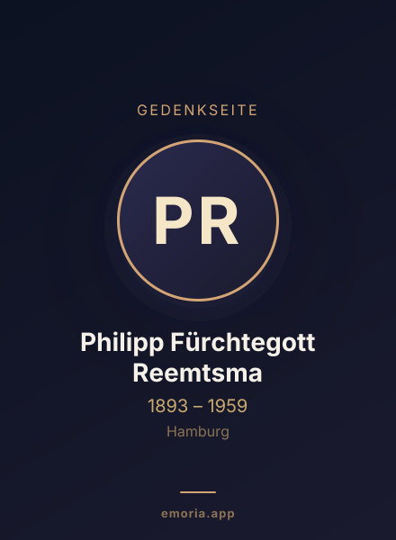 Gedenkportrait von Philipp Fürchtegott Reemtsma