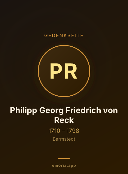 Gedenkportrait von Philipp Georg Friedrich von Reck