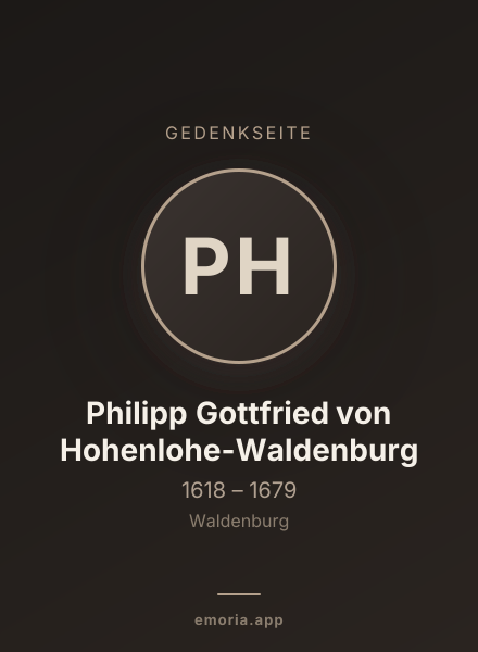 Gedenkportrait von Philipp Gottfried von Hohenlohe-Waldenburg