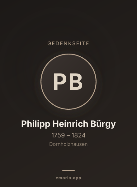 Gedenkportrait von Philipp Heinrich Bürgy
