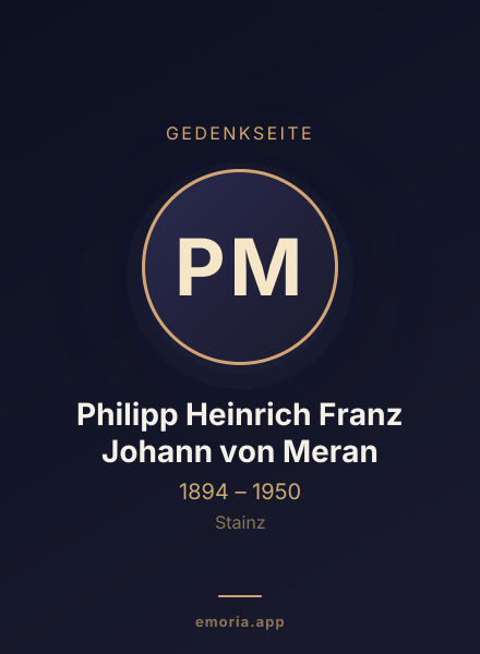Gedenkportrait von Philipp Heinrich Franz Johann von Meran