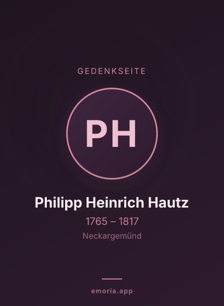 Gedenkportrait von Philipp Heinrich Hautz