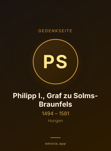 Gedenkportrait von Philipp I., Graf zu Solms-Braunfels