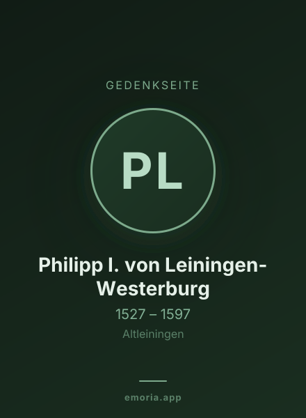 Gedenkportrait von Philipp I. von Leiningen-Westerburg