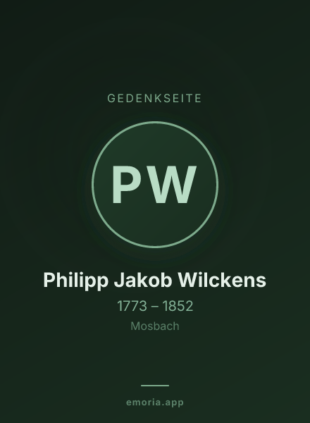 Gedenkportrait von Philipp Jakob Wilckens