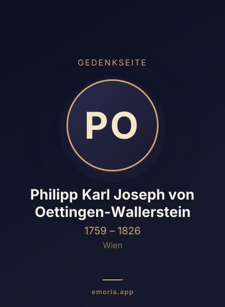 Gedenkportrait von Philipp Karl Joseph von Oettingen-Wallerstein