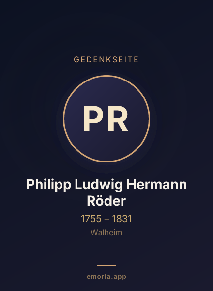Gedenkportrait von Philipp Ludwig Hermann Röder
