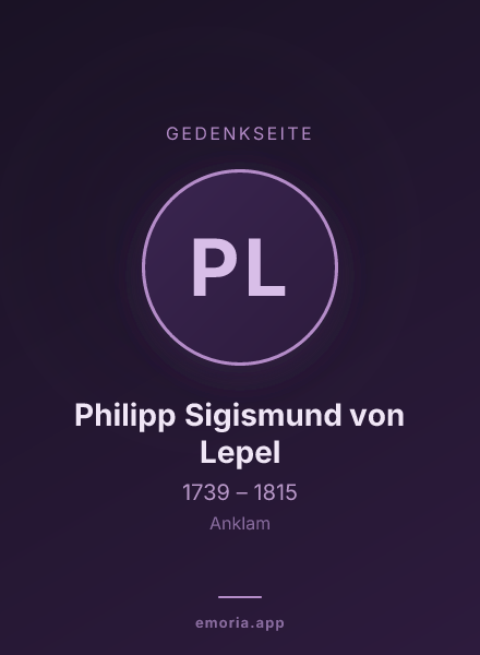 Gedenkportrait von Philipp Sigismund von Lepel