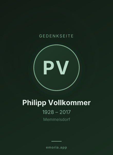 Gedenkportrait von Philipp Vollkommer
