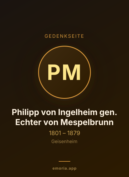 Gedenkportrait von Philipp von Ingelheim gen. Echter von Mespelbrunn