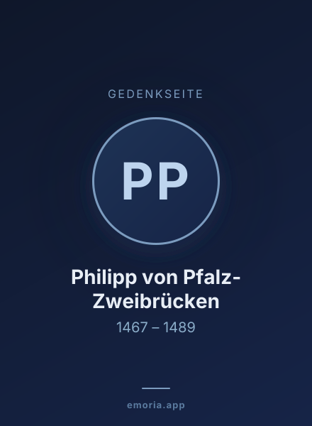 Gedenkportrait von Philipp von Pfalz-Zweibrücken