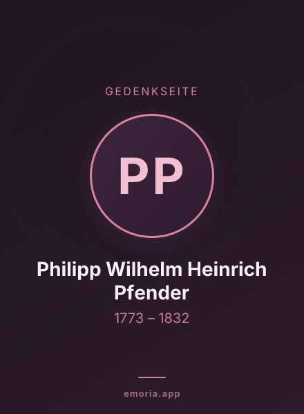 Gedenkportrait von Philipp Wilhelm Heinrich Pfender