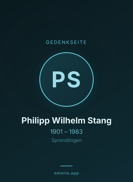 Gedenkportrait von Philipp Wilhelm Stang