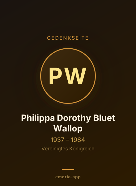 Gedenkportrait von Philippa Dorothy Bluet Wallop
