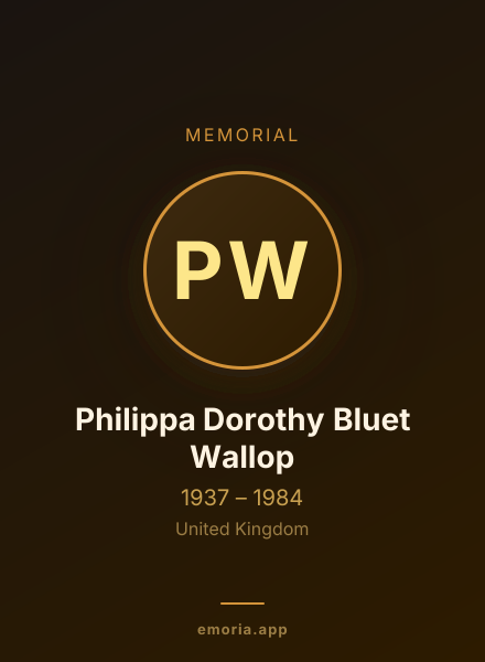 Memorial portrait of Philippa Dorothy Bluet Wallop