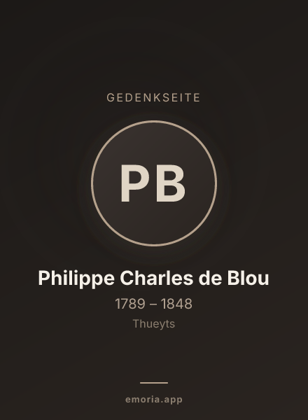 Gedenkportrait von Philippe Charles de Blou