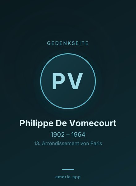 Gedenkportrait von Philippe De Vomecourt